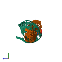 PDB entry 1cr3 coloured by chain, ensemble of 7 models, side view.