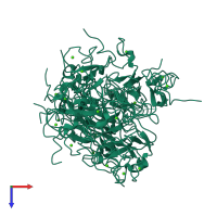 PDB entry 1cr8 coloured by chain, ensemble of 20 models, top view.