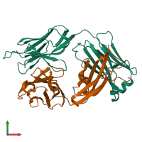 PDB entry 1cr9 coloured by chain, front view.