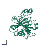 PDB entry 1cra coloured by chain, side view.