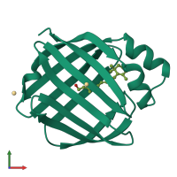PDB entry 1crb coloured by chain, front view.