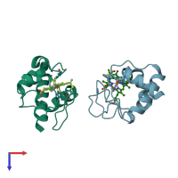 PDB entry 1crc coloured by chain, top view.