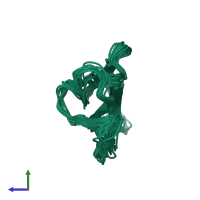 PDB entry 1crf coloured by chain, ensemble of 12 models, side view.