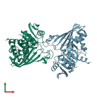 PDB entry 1crw coloured by chain, front view.