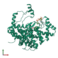 PDB entry 1csc coloured by chain, front view.