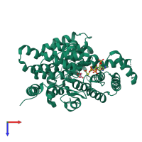 PDB entry 1csc coloured by chain, top view.