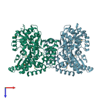 PDB entry 1csj coloured by chain, top view.