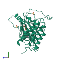 PDB entry 1csn coloured by chain, side view.