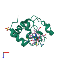 PDB entry 1csu coloured by chain, top view.