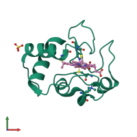 PDB entry 1csv coloured by chain, front view.