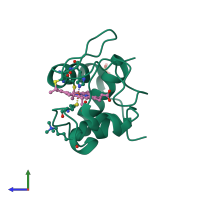 PDB entry 1csv coloured by chain, side view.