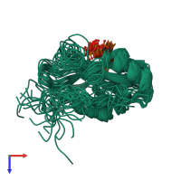 PDB entry 1csy coloured by chain, ensemble of 20 models, top view.