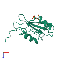 PDB entry 1csz coloured by chain, top view.