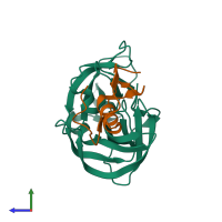 PDB entry 1ct2 coloured by chain, side view.