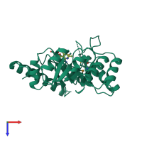 PDB entry 1ct5 coloured by chain, top view.