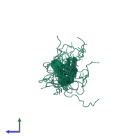 PDB entry 1ctl coloured by chain, ensemble of 18 models, side view.