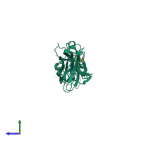 PDB entry 1ctm coloured by chain, side view.