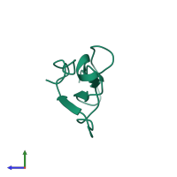 PDB entry 1ctx coloured by chain, side view.