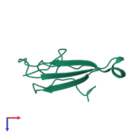 PDB entry 1ctx coloured by chain, top view.