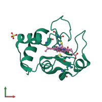 PDB entry 1ctz coloured by chain, front view.