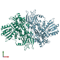 PDB entry 1cu1 coloured by chain, front view.