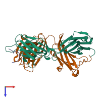 PDB entry 1cu4 coloured by chain, top view.