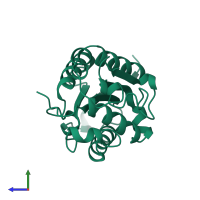 PDB entry 1cuc coloured by chain, side view.