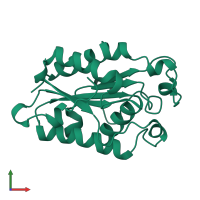 PDB entry 1cue coloured by chain, front view.