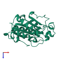 PDB entry 1cue coloured by chain, top view.