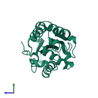 PDB entry 1cug coloured by chain, side view.