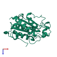 PDB entry 1cuh coloured by chain, top view.