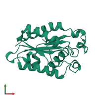 PDB entry 1cuj coloured by chain, front view.