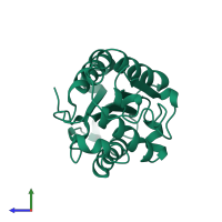 PDB entry 1cuj coloured by chain, side view.