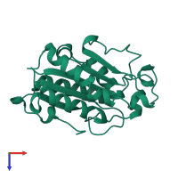 PDB entry 1cuj coloured by chain, top view.