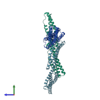 PDB entry 1cun coloured by chain, side view.
