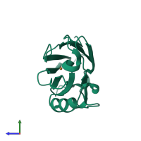 PDB entry 1cuo coloured by chain, side view.