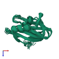 PDB entry 1cur coloured by chain, ensemble of 15 models, top view.