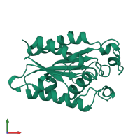 PDB entry 1cuu coloured by chain, front view.