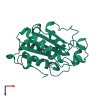 PDB entry 1cuu coloured by chain, top view.