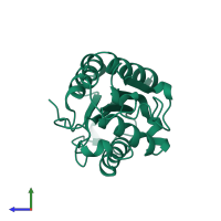 PDB entry 1cuv coloured by chain, side view.