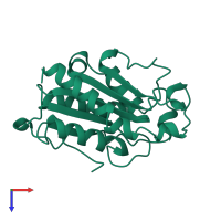 PDB entry 1cuv coloured by chain, top view.