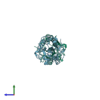 PDB entry 1cuw coloured by chain, side view.