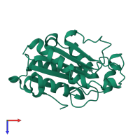 PDB entry 1cux coloured by chain, top view.