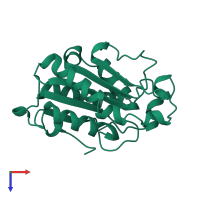 PDB entry 1cuy coloured by chain, top view.