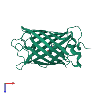 PDB entry 1cv7 coloured by chain, top view.