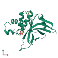 PDB entry 1cv8 coloured by chain, front view.