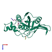 PDB entry 1cv8 coloured by chain, top view.