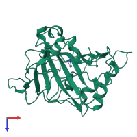 PDB entry 1cva coloured by chain, top view.