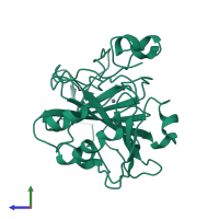 PDB entry 1cve coloured by chain, side view.