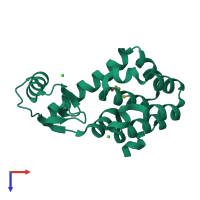 PDB entry 1cvk coloured by chain, top view.